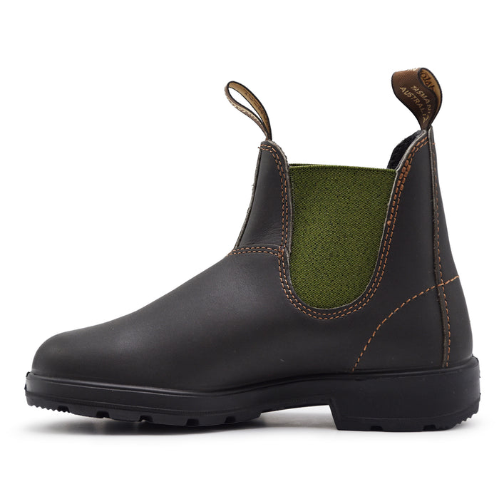 Beatles Blundstone 519 Donna Pelle Marrone Con Tessuto Verde