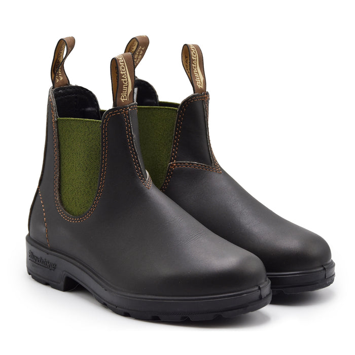 Beatles Blundstone 519 Donna Pelle Marrone Con Tessuto Verde