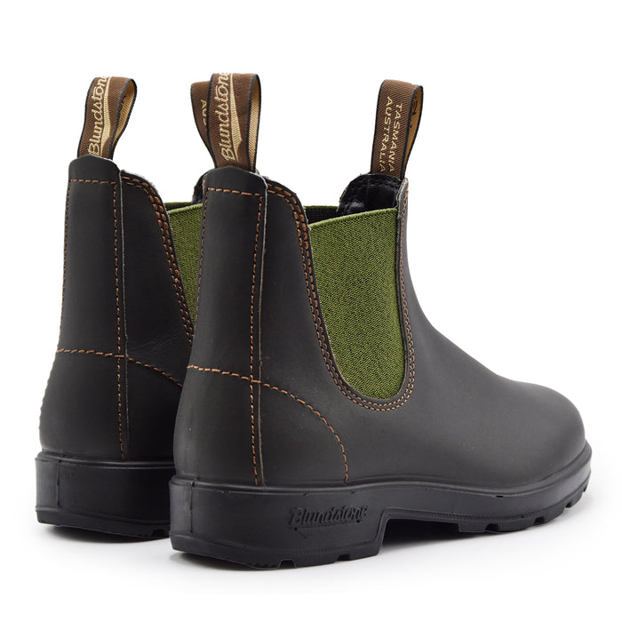 Beatles Blundstone 519 Donna Pelle Marrone Con Tessuto Verde