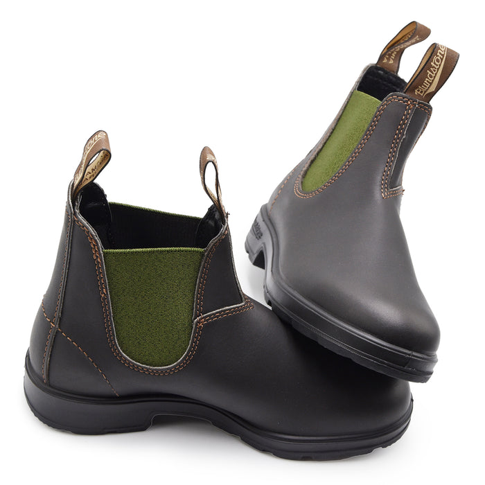 Beatles Blundstone 519 Donna Pelle Marrone Con Tessuto Verde