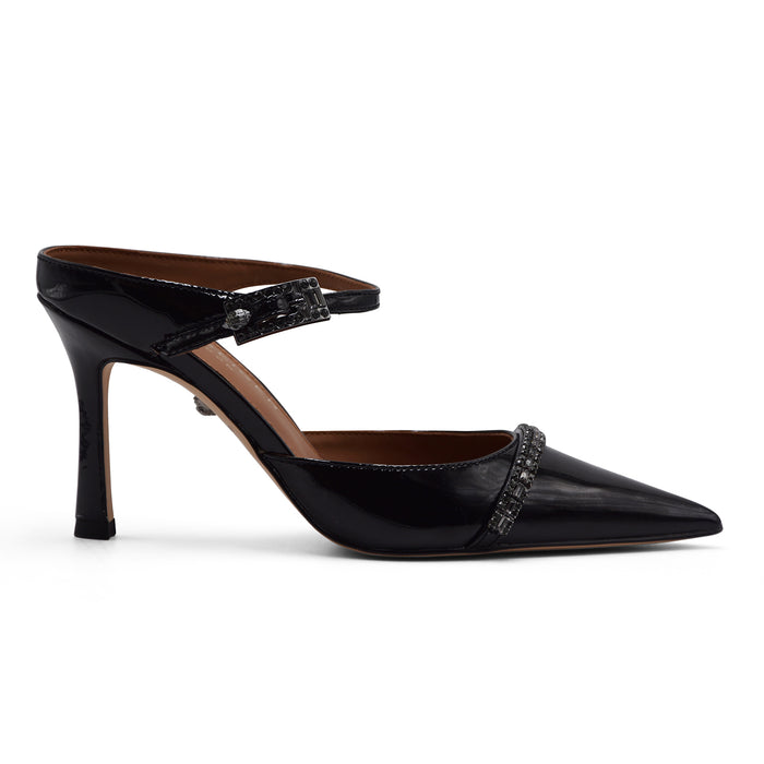 Sabot Nero Kurt Geiger Donna London Strass Point Fascia Frontale