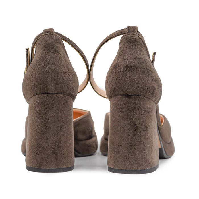 Women's Chanel Mud Matteo Pitti Velvet With Stable Wide Heel