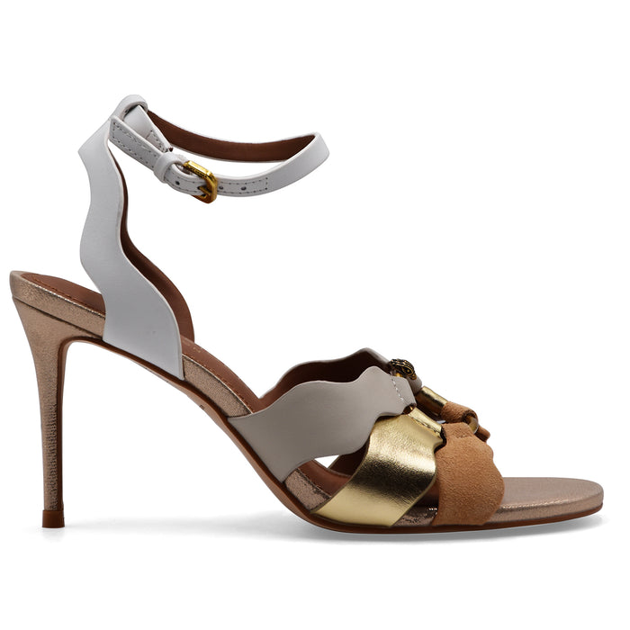 Kurt Geiger Sandali Donna SUN WAVE SANDAL Bianco E Oro Con Tacco