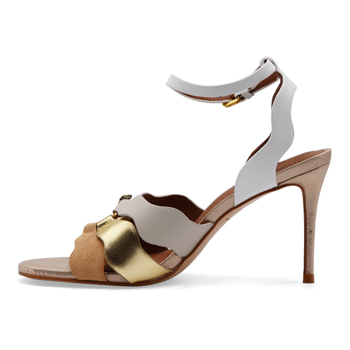 Kurt Geiger Sandali Donna SUN WAVE SANDAL Bianco E Oro Con Tacco