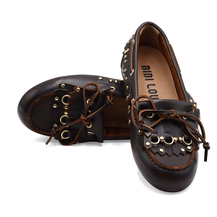 Mocassini Allacciati Bibi Lou Aurelie Loafer Marrone Scuro