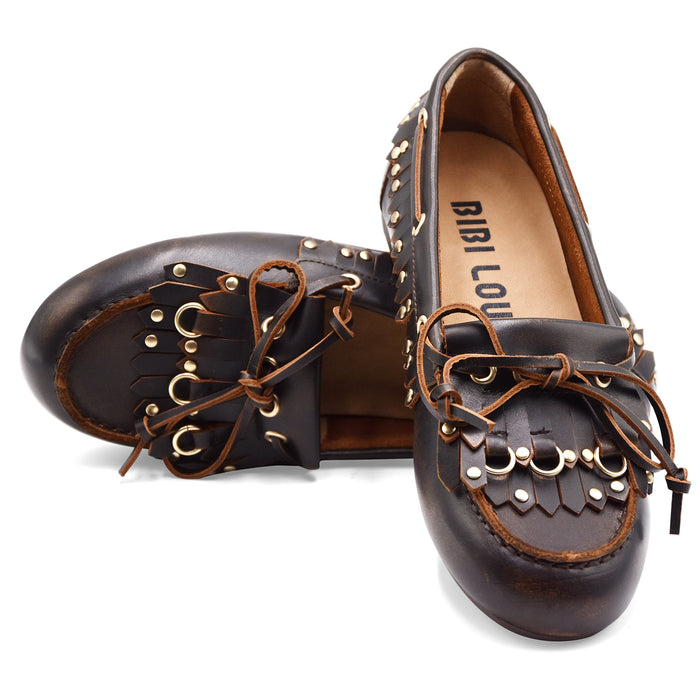 Mocassini Allacciati Bibi Lou Aurelie Loafer Marrone Scuro