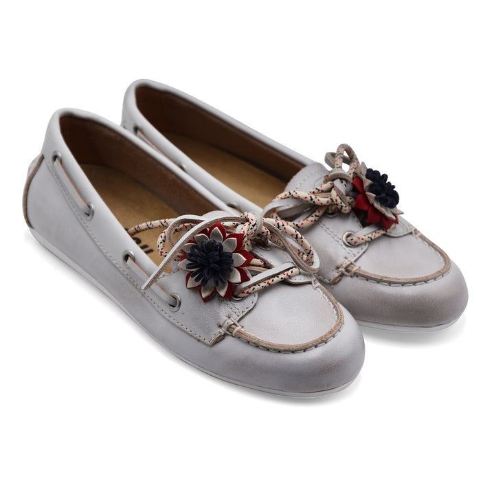 Bibi Lou Scarpe Da Barca Donna Pelle Bianco Vintage TANA LOAFER