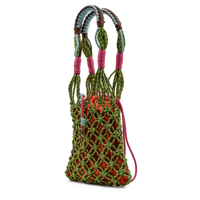 Mini Borsa A Mano Pinko Donna Rete Verde Sacchetta Arancione