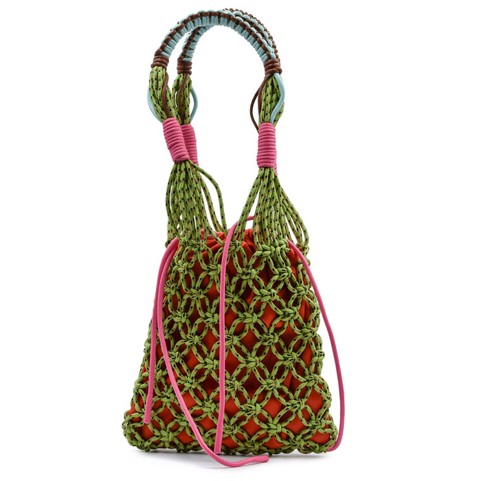 Mini Borsa A Mano Pinko Donna Rete Verde Sacchetta Arancione