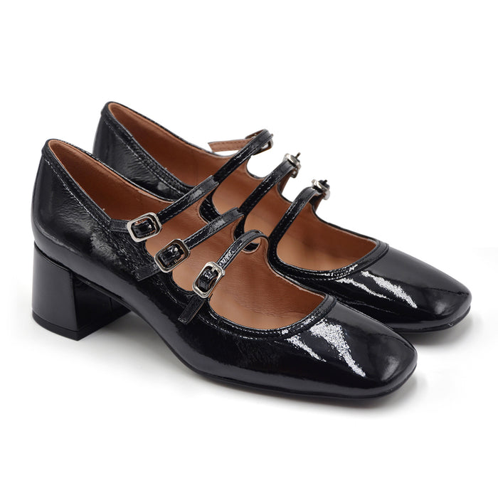 Décolleté Mary Jane Bibi Lou Donna Nero Con Triplo Cinturino