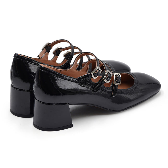 Décolleté Mary Jane Bibi Lou Donna Nero Con Triplo Cinturino