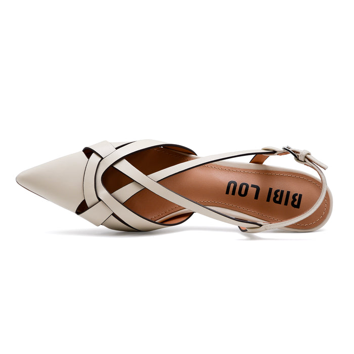Slingback Bibi Lou Donna NOLIA PUMP Pelle Avorio Chic E Di Classe