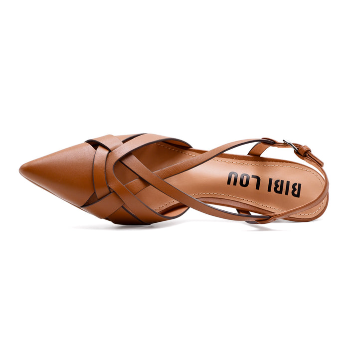 Slingback Chanel Bibi Lou Donna NOLIA PUMP In Vera Pelle Cuoio