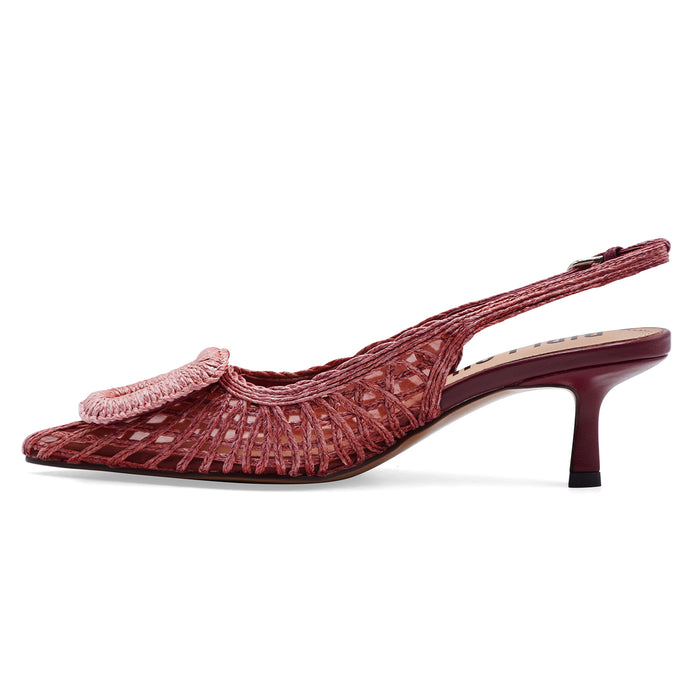 Slingback Bibi Lou Donna Burgundi Intrecciato Con Maxi Fibbia