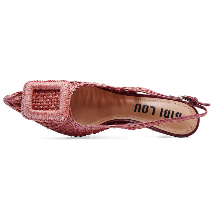 Slingback Bibi Lou Donna Burgundi Intrecciato Con Maxi Fibbia