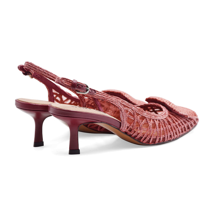 Slingback Bibi Lou Donna Burgundi Intrecciato Con Maxi Fibbia
