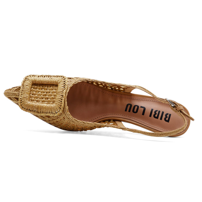 Slingback Bibi Lou Donna Natural Con Intreccio Stile Raffinato