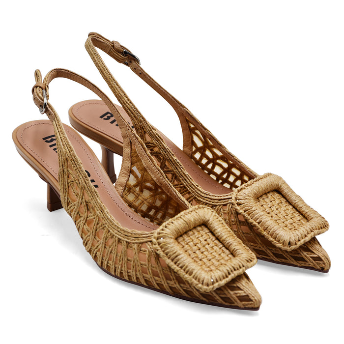 Slingback Bibi Lou Donna Natural Con Intreccio Stile Raffinato