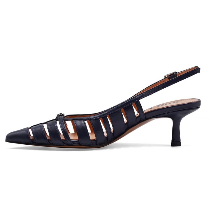 Bibi Lou Chanel Donna Pelle Blu ALI PUMP 55 Silhouette A Punta