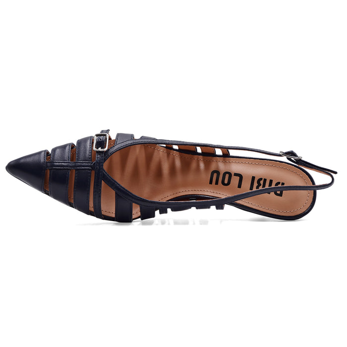 Bibi Lou Chanel Donna Pelle Blu ALI PUMP 55 Silhouette A Punta