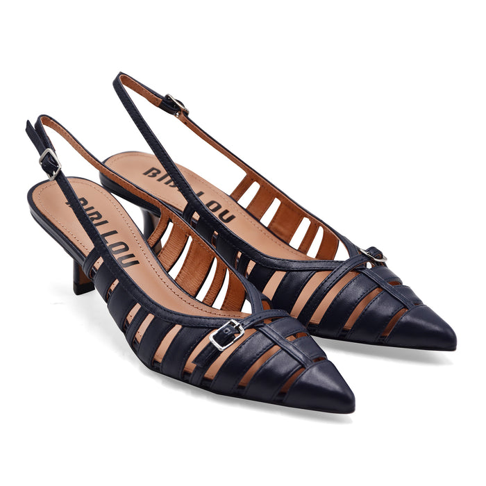 Bibi Lou Chanel Donna Pelle Blu ALI PUMP 55 Silhouette A Punta
