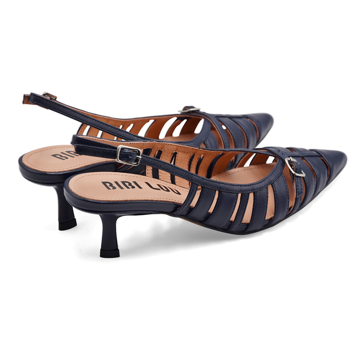 Bibi Lou Chanel Donna Pelle Blu ALI PUMP 55 Silhouette A Punta
