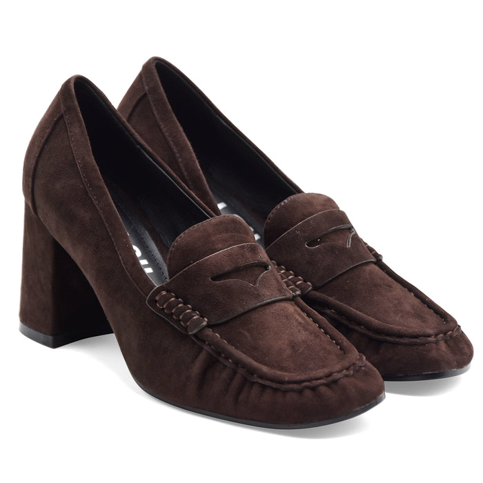 Bibi Lou Mocassini Tacco Donna Camoscio Marrone LYRA PUMPS 80