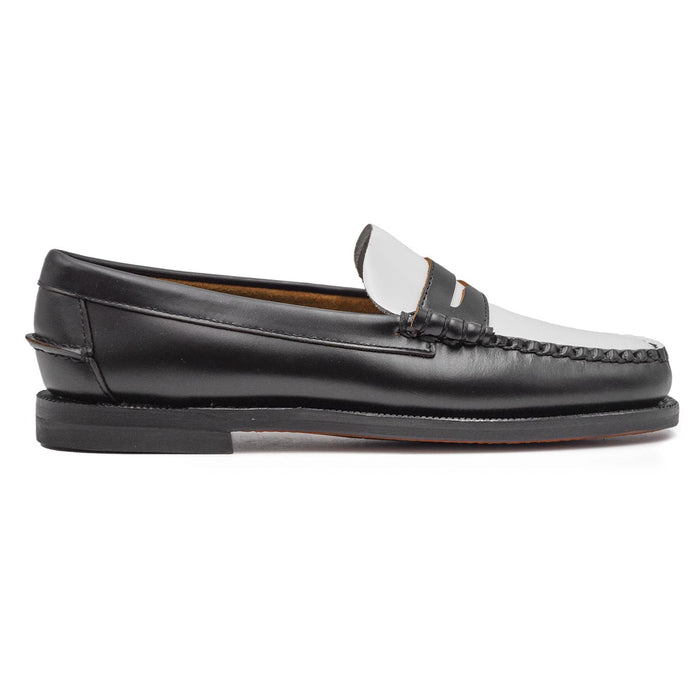 Mocassini Sebago Donna Penny Loafer Beefroll 4 Stagioni Nero Bianco