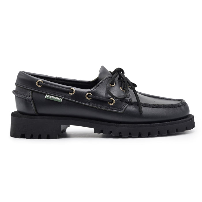 Allacciata Sebago Campsides Ranger Waxy Donna Nero In Pelle