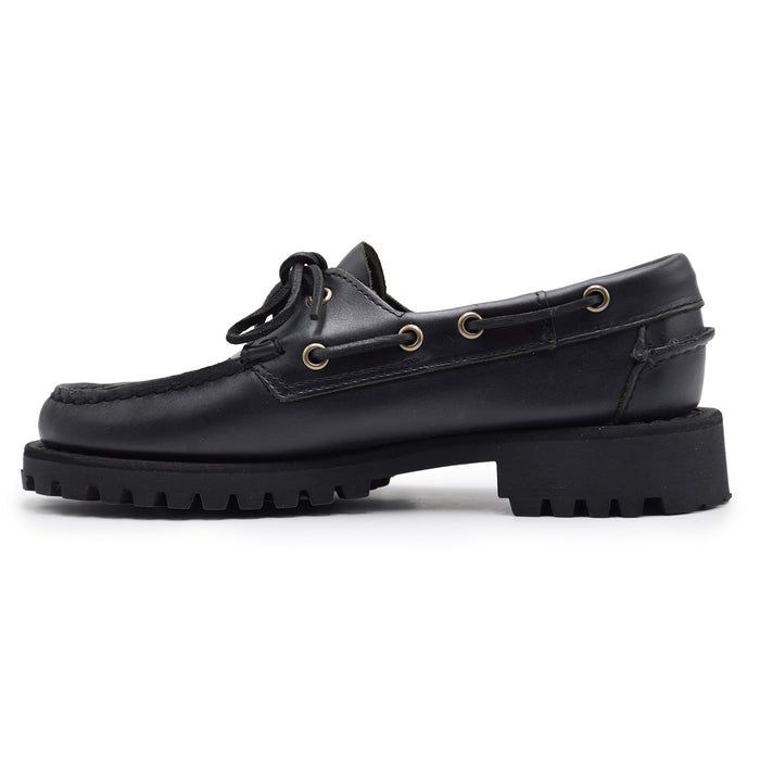 Allacciata Sebago Campsides Ranger Waxy Donna Nero In Pelle