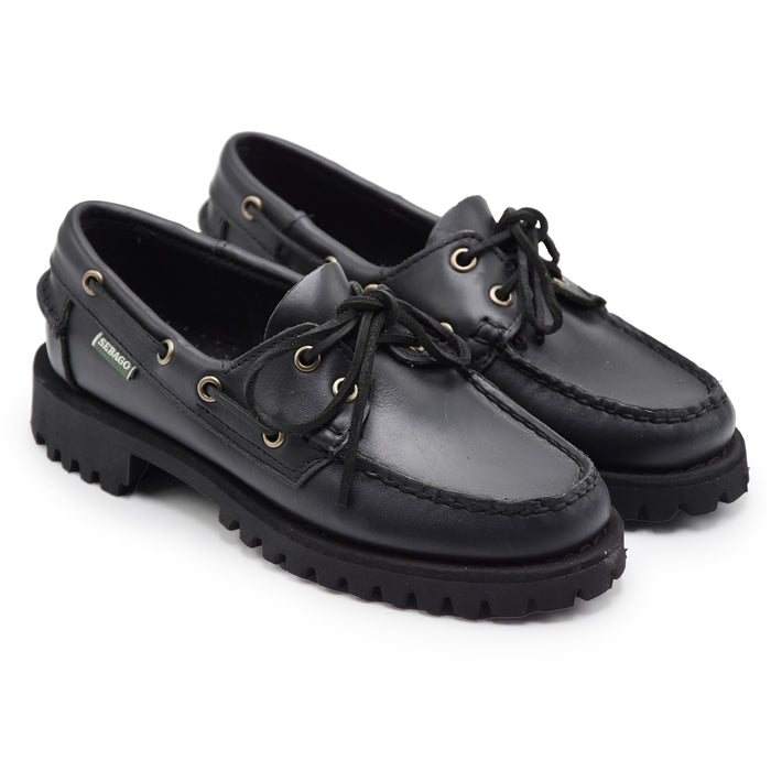 Allacciata Sebago Campsides Ranger Waxy Donna Nero In Pelle