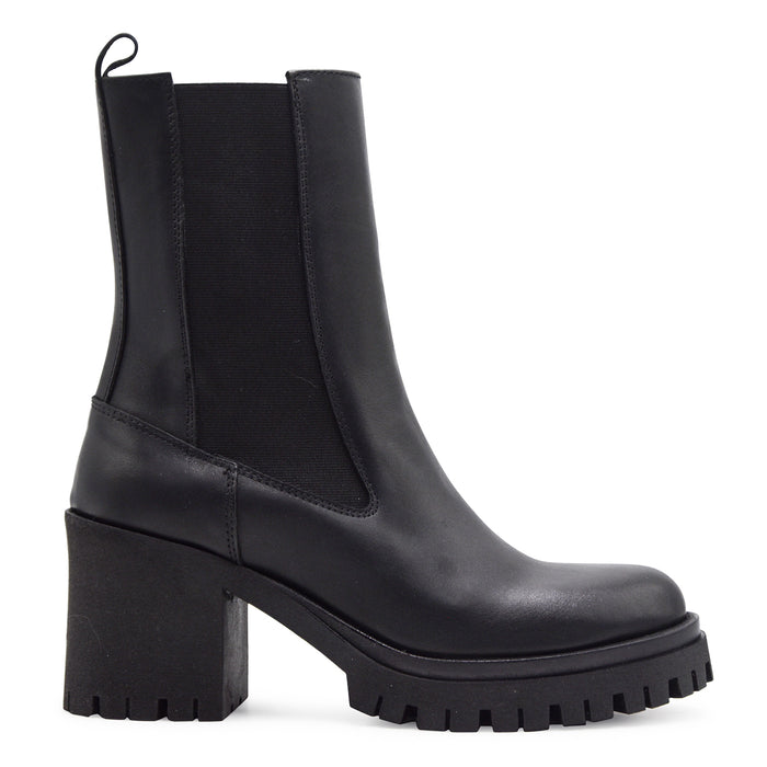 Stivaletti STM Donna 7031 Pelle Nero Con Tacco Di 8 Centimetri