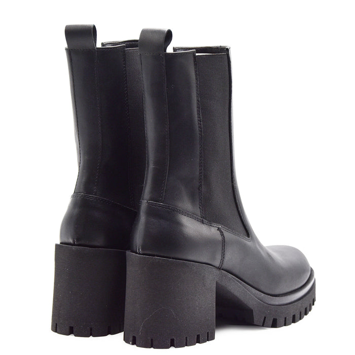 Stivaletti STM Donna 7031 Pelle Nero Con Tacco Di 8 Centimetri