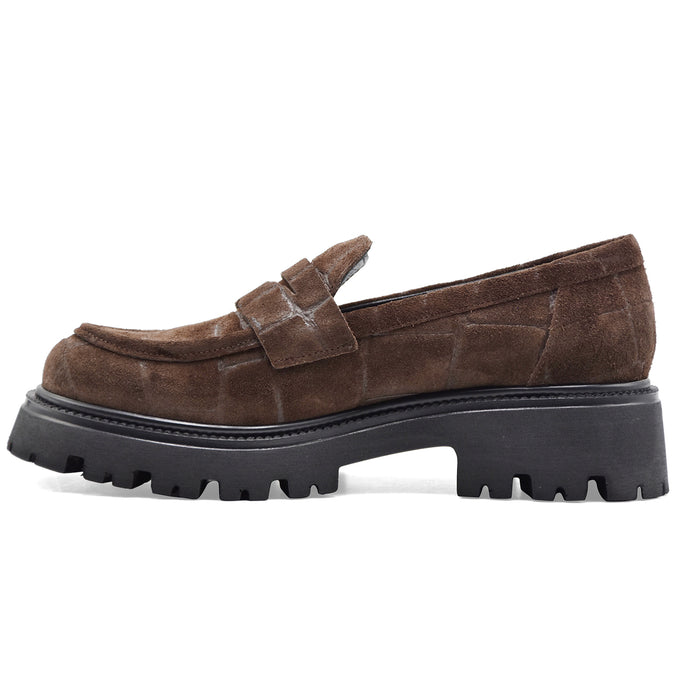 Mocassini Donna Riccardo P. 7270 Pelle Scamosciata Marrone Cocco