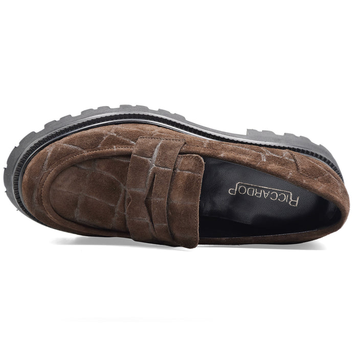 Mocassini Donna Riccardo P. 7270 Pelle Scamosciata Marrone Cocco