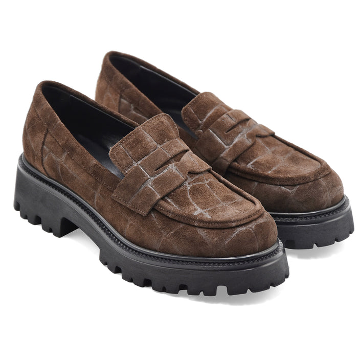 Mocassini Donna Riccardo P. 7270 Pelle Scamosciata Marrone Cocco
