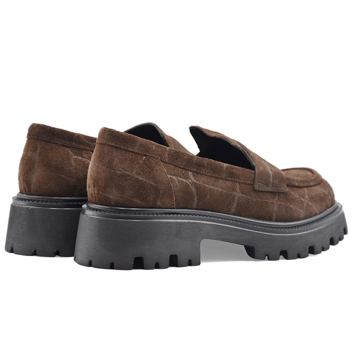 Mocassini Donna Riccardo P. 7270 Pelle Scamosciata Marrone Cocco