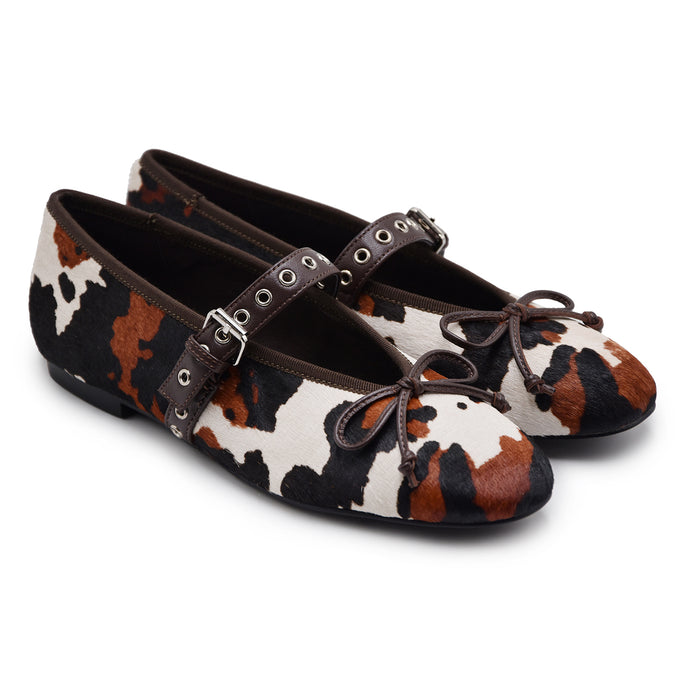 Ballerine Bibi Lou Donna Nashira Motivo Mucca Fibbia Regolabile