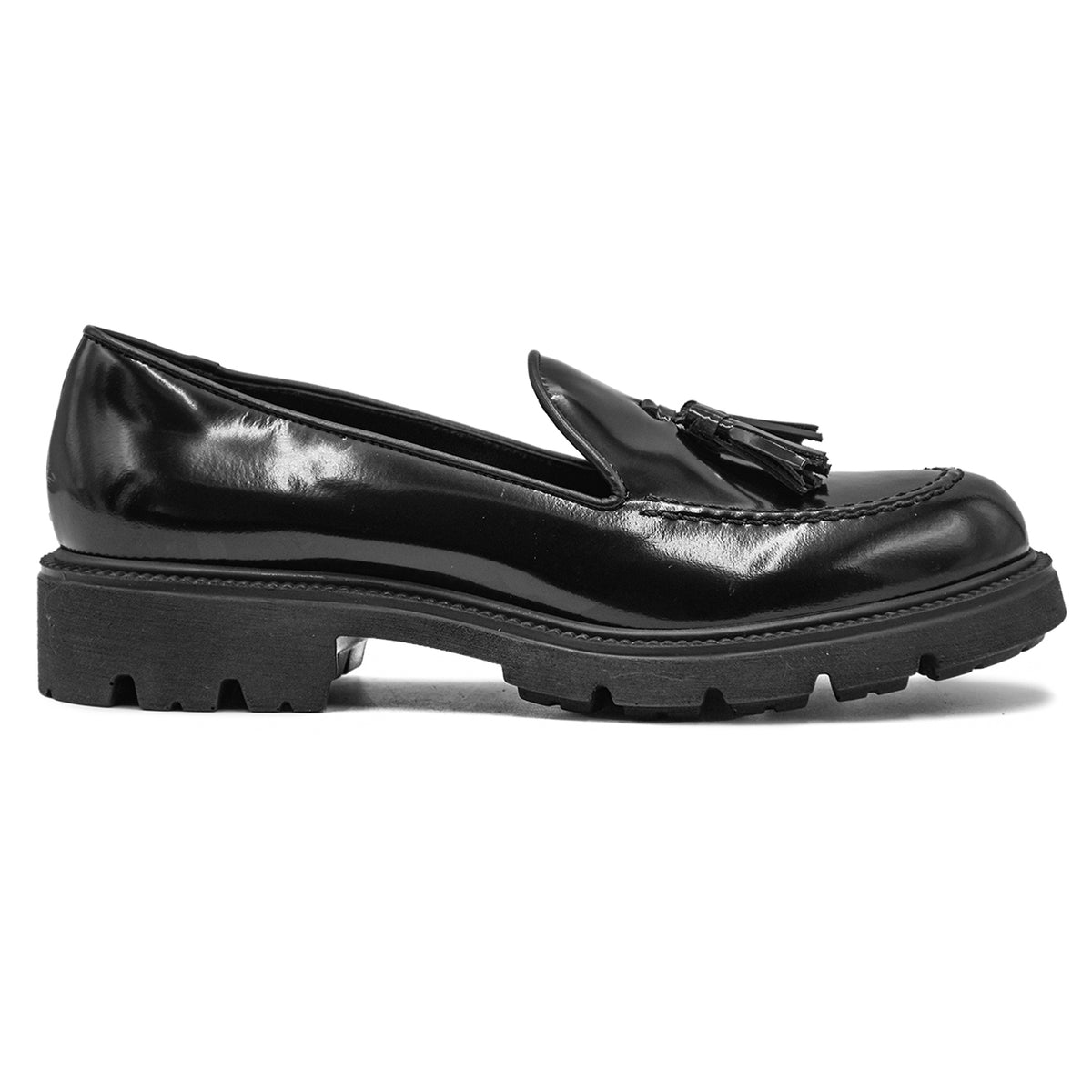 Mocassini Donna CafèNoir Effetto Pelle Spazzolata - Passante Classico, Suola Pelle, Tacco 2 Cm, Colore Nero