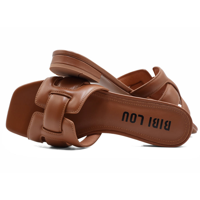 Sandali Flat Cuoio Bibi Lou Donna Holly Con Fascia Intrecciata