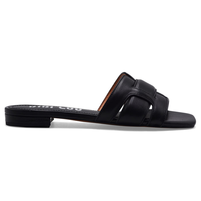 Sandali Bibi Lou Donna Holly Flat Nero Interamente Morbida Pelle