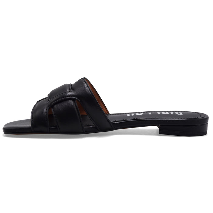 Sandali Bibi Lou Donna Holly Flat Nero Interamente Morbida Pelle