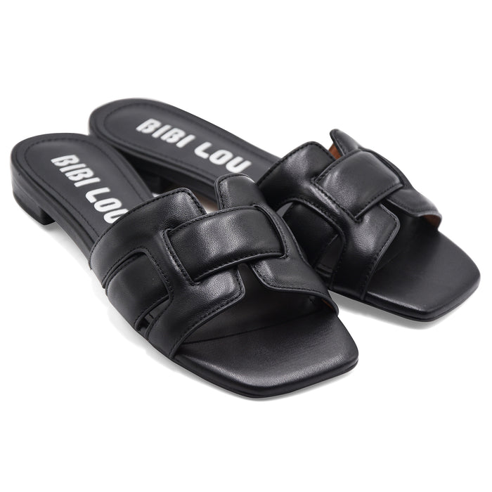 Sandali Bibi Lou Donna Holly Flat Nero Interamente Morbida Pelle