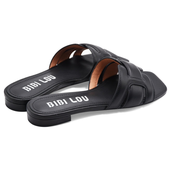 Sandali Bibi Lou Donna Holly Flat Nero Interamente Morbida Pelle