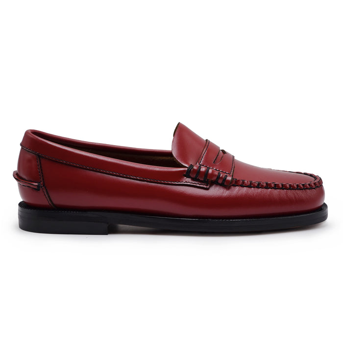 Mocassini Sebago Dan Pigment Donna Rosso Scarlet Suola In Cuoio