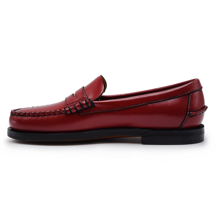Mocassini Sebago Dan Pigment Donna Rosso Scarlet Suola In Cuoio