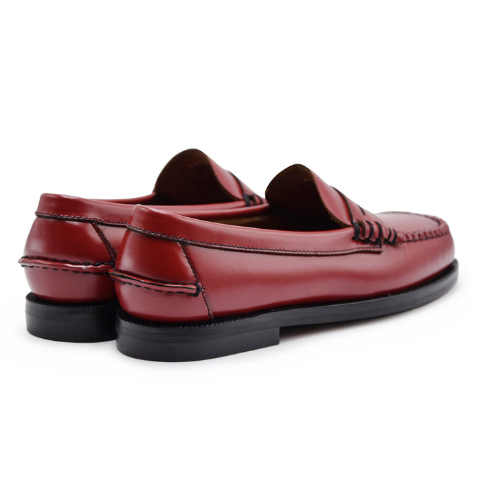 Mocassini Sebago Dan Pigment Donna Rosso Scarlet Suola In Cuoio