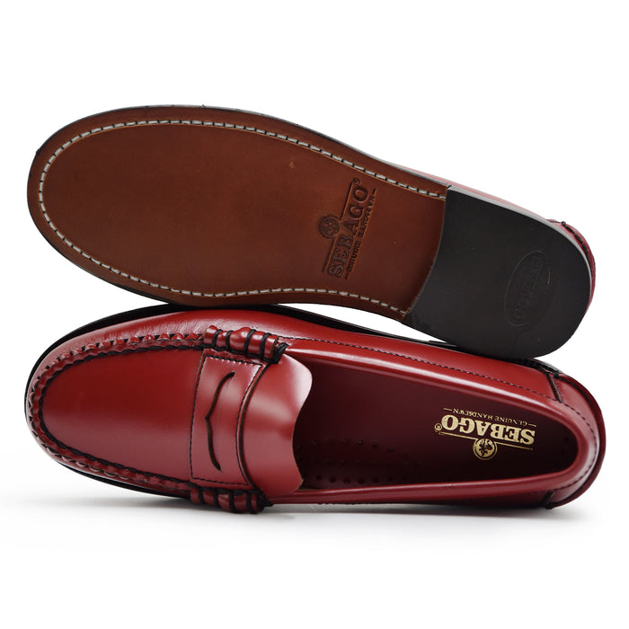 Mocassini Sebago Dan Pigment Donna Rosso Scarlet Suola In Cuoio