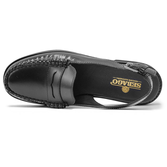 Sebago Donna Sandali Polaris Nero Lucido Con Cinturino Regolabile