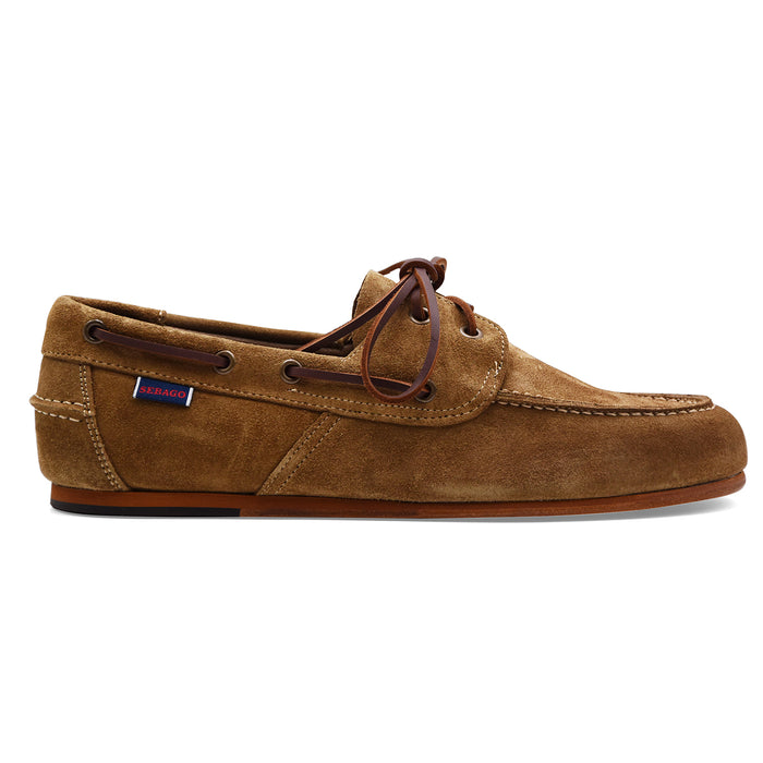 Allacciata Uomo Sebago Owen Brown Taupe In Pelle Scamosciata